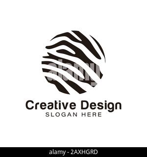 Zebra. Lion. Tiger skin texture logo idee. Design del logo Inspiration. Illustrazione Vettore Modello. Isolato Su Sfondo Bianco Illustrazione Vettoriale