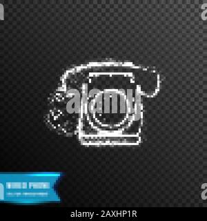 telefono fisso con filo da punto di connessione e linea. effetto luce. illustrazione vettoriale, isolato su sfondo trasparente Illustrazione Vettoriale