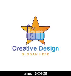 Idee con logo Star Bath. Design del logo Inspiration. Illustrazione Vettore Modello. Isolato Su Sfondo Bianco Illustrazione Vettoriale