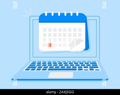 Icona vettore calendario scadenza. Avviso o promemoria di notifica di un evento con un evento importante selezionato. Notifica messaggio di avviso attivata Illustrazione Vettoriale