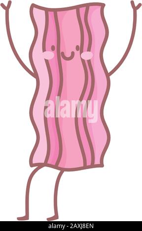 happy bacon menu ristorante cartone animato cibo carino vettore illustrazione Illustrazione Vettoriale