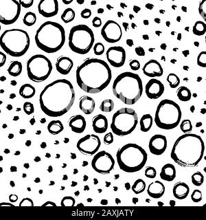 Grunge i cerchi delle spazzole di inchiostro in bianco e nero senza cuciture. Illustrazione del vettore. Illustrazione Vettoriale