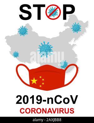 Wuhan coronavirus 2019-nCoV Concept. Pericoloso coronavirus cinese nCoV. Illustrazione vettoriale per post di blog, notizie, articoli sul 2019-nCoV virus spre Illustrazione Vettoriale