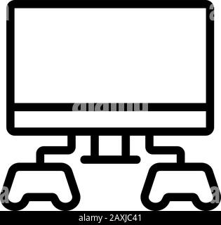 Monitorare il vettore icona giocatore. Illustrazione del simbolo del contorno isolato Illustrazione Vettoriale