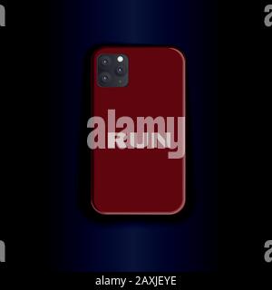 Modello di custodia per smartphone Vector - accessorio elegante. Stampa copertina trend design - esecuzione iscrizione su sfondo marsala. Illustrazione Vettoriale