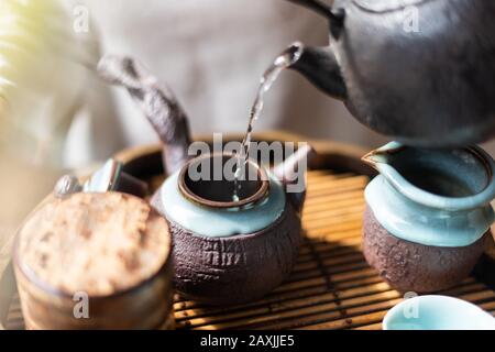 Tradizionale cerimonia del tè cinese Foto Stock