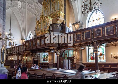 Organo della Chiesa di San Gertrude a Gamla Stan, la città vecchia nel centro di Stoccolma Foto Stock