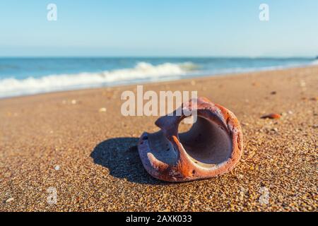 Pietra bizzarra con foro sul mare Foto Stock