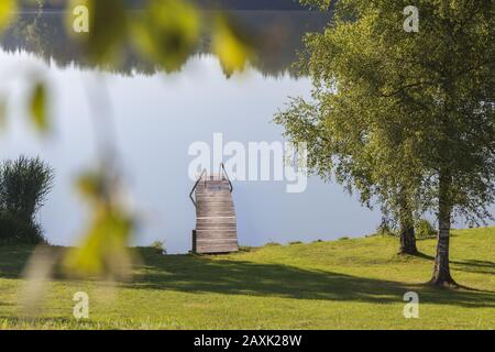 Pelhamer See, Distretto Del Lago Eggstätter-Hemhofer, Eggstätt, Chiemgau, Alta Baviera, Baviera, Germania Meridionale, Germania, Europa Foto Stock