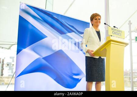 Il Primo ministro scozzese Nicola Sturgeon delinea i prossimi passi per la Scozia affinché diventi indipendente il giorno della Brexit. Credito: Euan Cherry Foto Stock