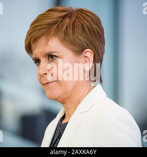 Il Primo ministro scozzese Nicola Sturgeon delinea i prossimi passi per la Scozia affinché diventi indipendente il giorno della Brexit. Credito: Euan Cherry Foto Stock