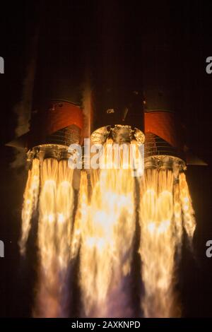 Baikonur COSMODROME - 7 Feb 2020 - il veicolo di lancio Soyuz-2.1b insieme ai satelliti di comunicazione OneWeb è stato lanciato con successo Foto Stock