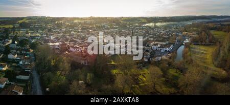 FRANCIA, DORDOGNE, EYMET, VEDUTA AEREA DELLA BASTIDE Foto Stock