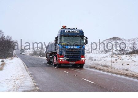 Glencoe, Scozia, Regno Unito. 12th Feb 2020. Nevicate pesanti nelle Highlands scozzesi, A82 strada a Rannoch Moor e Glencoe visto qui essere gravemente colpito. Credito: Craig Brown/Alamy Live News Foto Stock