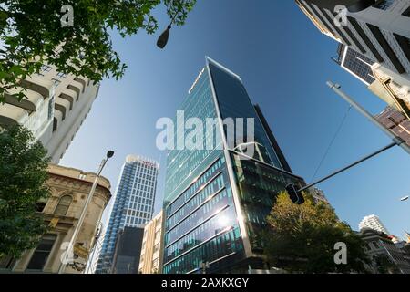 Grattacieli Nel Centro Di Auckland, North Island, Nuova Zelanda, Oceania Foto Stock