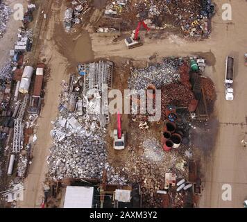 Drone aereo Metallo scrapyard riciclaggio Cincinnati Ohio USA