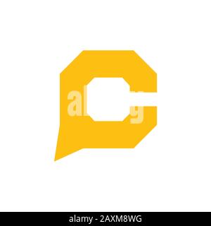lettera c bolla parlare vettore geometrico logo Illustrazione Vettoriale