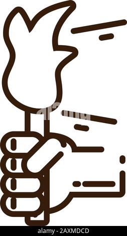 tenendo una mano sull'icona della torcia sopra lo sfondo bianco, lo stile della linea, il disegno dell'illustrazione vettoriale Illustrazione Vettoriale