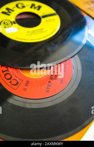 Dischi in vinile vintage, Stati Uniti Foto Stock