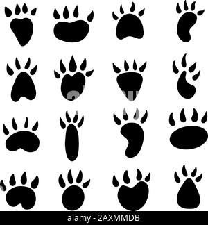 Una Raccolta Di Carino Di Silhouette Animale Stampe Come Taglio O Cartoon Illustrazione Vettore Stile, Alcuni Con Cuori Illustrazione Vettoriale