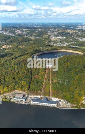 Immagine aerea, Hengsteysee, nell'angolo di nave in Herdecke la riorganizzazione continua, elevatore diagonale tra casa scorrevole-manica e riva dovrebbe essere Foto Stock