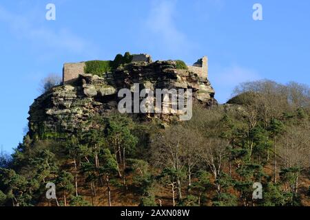 Castello di Beeston, pietra, Monumento, Rocky Crag, Tenda Mura, Castello reale, fortificazione, rovine, Storia, Beeston, Cheshire UK Foto Stock