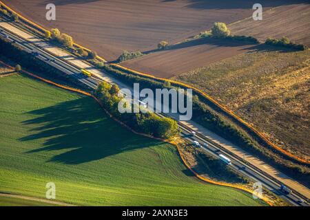 Immagine aerea, A7 vicino al parcheggio Kalefeld, Kalefeld, Circle Paderborn, Bassa Sassonia, Germania, Europa, Foto Stock