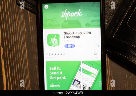 Los Angeles, California, Stati Uniti - 12 febbraio 2020: Shpock App Store pagina primo piano , Editoriale Illustrativa Foto Stock