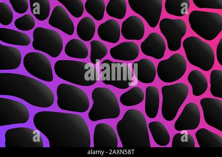 Immagine vettoriale giraffe con motivo a pelle nero e rosa. Ornamento della struttura della pelle animale. Safari zoo sfondo africano. Illustrazione Vettoriale