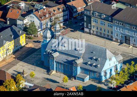 Foto aerea, Università di tecnologia di Clausthal, strada Adolph Roemer, chiesa protestante mercato luterano allo Spirito Santo, nel churc mercato Foto Stock