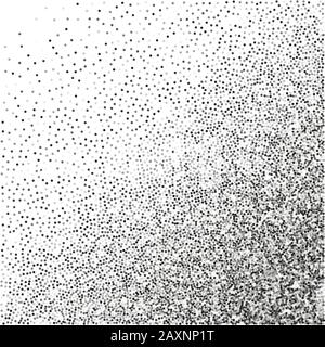 Struttura dell'inchiostro a stilpla. Vettore punteggiato grunge sfondo testurizzato. Sfumatura soft in scala di grigi monocromatica ad angolo scuro Illustrazione Vettoriale