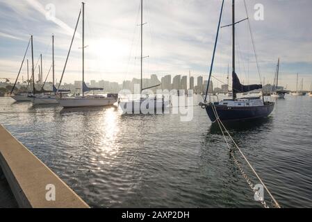 Porto di San Diego in mattinata. San Diego, California, Stati Uniti d'America. Foto Stock
