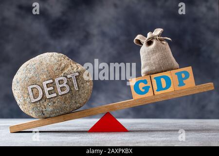 Concetto di rapporto debito/PIL Foto Stock