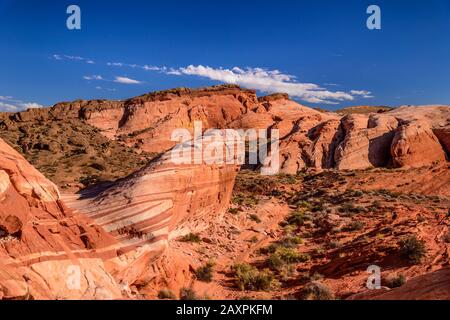 Usa, Nevada, Clark County, Overton, Valley Of Fire State Park, Fire Wave Foto Stock