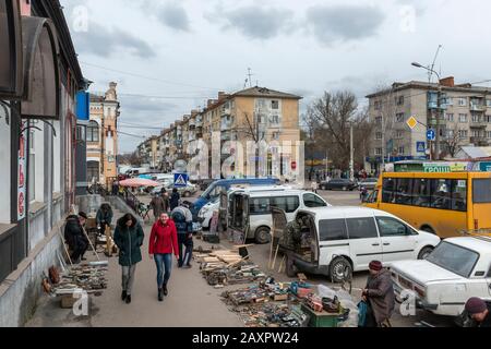 Zhytomyr, Ucraina, commercio di strada nel centro di Zhytomyr. Foto Stock