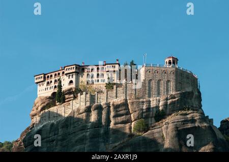 Grecia Meteora, Monastero della Santissima Trinità. Patrimonio mondiale dell'UNESCO Foto Stock