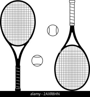 Racchetta da tennis e palla su sfondo bianco. Vettore piatto Illustrazione Vettoriale