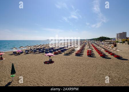 Spiaggia A Velipoja, Velipojë, Mare Adriatico, Qark Shkodra, Albania Foto Stock