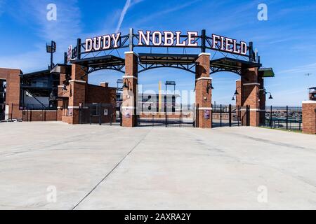 Starkville, MS / USA - 9 febbraio 2020: Ingresso Al Campo di Dudy Noble, sede del baseball della Mississippi state University Foto Stock