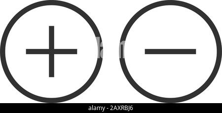 più pulsanti web passivi e meno attivi, aggiungere o eliminare le icone di rimozione. Illustrazione del vettore di stock isolata su sfondo bianco. Illustrazione Vettoriale
