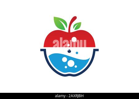 Modello di logo Fruit Lab, vettore di design, simbolo del logo Apple da laboratorio, Illustrazione Vettoriale