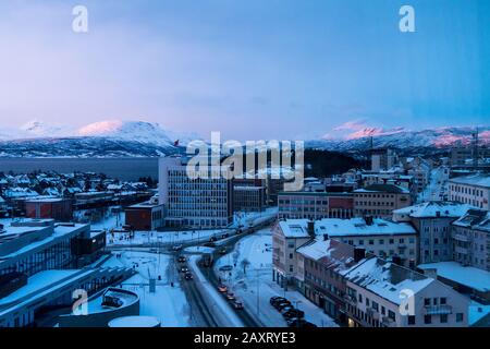 Norvegia, Narvik, luce notturna Foto Stock