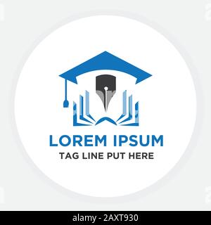 Educazione con il logo del concetto di laurea Illustrazione Vettoriale