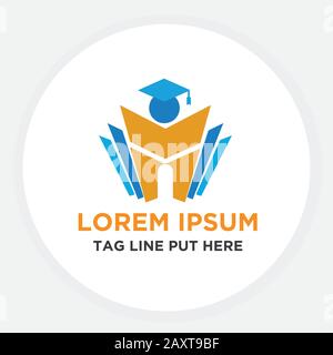 Educazione con il logo del concetto di laurea Illustrazione Vettoriale