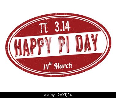 Simbolo o timbro Happy Pi su sfondo bianco, illustrazione vettoriale Illustrazione Vettoriale