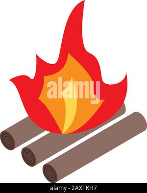 Piccola icona campfire, stile isometrico Illustrazione Vettoriale