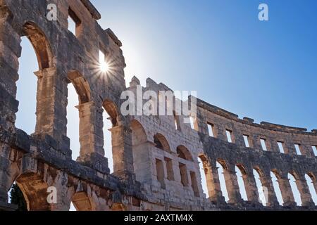 Anfiteatro romano Arena a Pula, Croazia Foto Stock