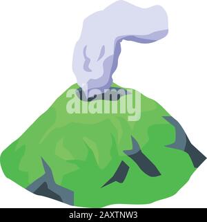 Icona del vulcano fumante, stile isometrico Illustrazione Vettoriale