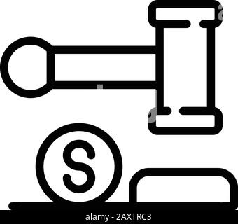 Icona gavel fiscale denaro, stile di contorno Illustrazione Vettoriale