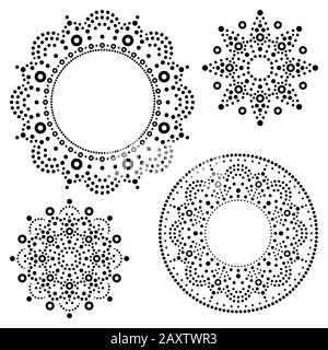 Mandala Australian dot mandala verniciatura set - Disegno vettoriale, aborigena tradizionale di motivi decorativi raccolta, Australian arte del mosaico Illustrazione Vettoriale